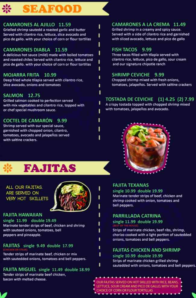 Page 5 of menu, Casa Catrina Mexican Conway, AR