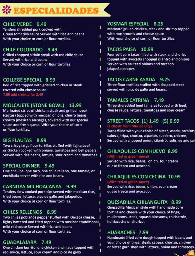 Page 6 of menu, Casa Catrina Mexican Conway, AR