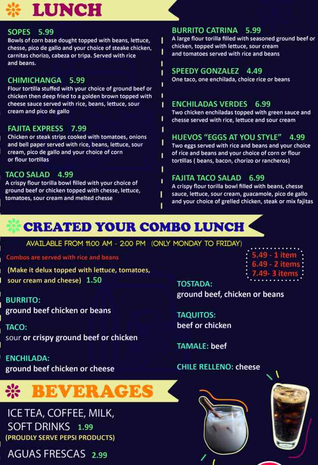 Page 8 of menu, Casa Catrina Mexican Conway, AR