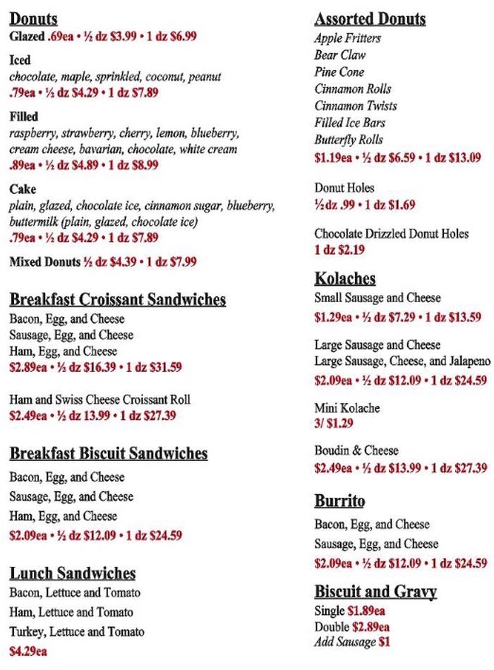 Donut menu & Sandwich menu, Love’s Donuts & Gourmet Sandwiches Conway, AR