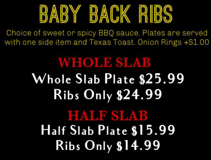Page 4 of menu, Road Hog BBQ Conway, AR