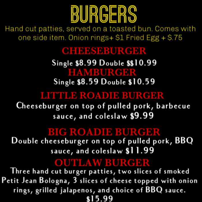 Page 5 of menu, Road Hog BBQ Conway, AR