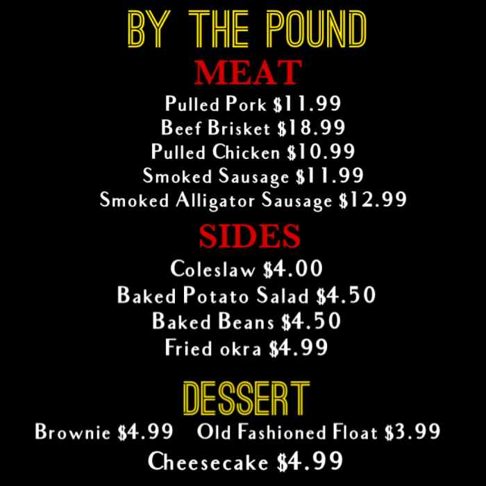 Page 6 of menu, Road Hog BBQ Conway, AR