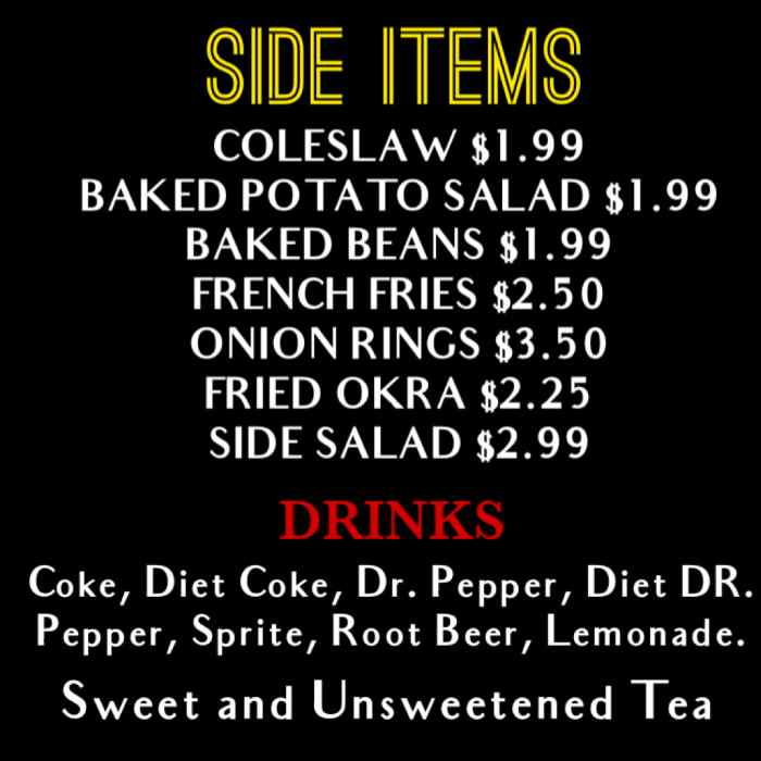 Page 7 of menu, Road Hog BBQ Conway, AR