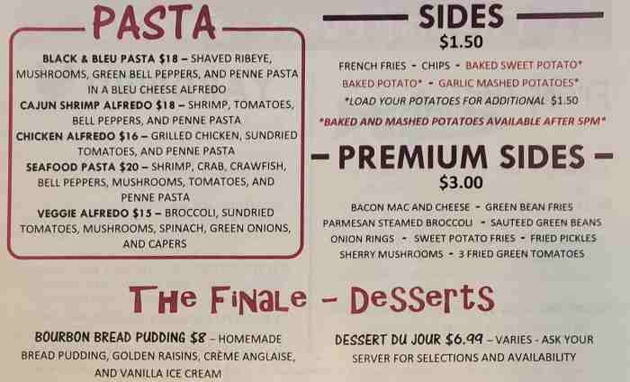 Page 4 of menu, Skinny J's Conway, AR