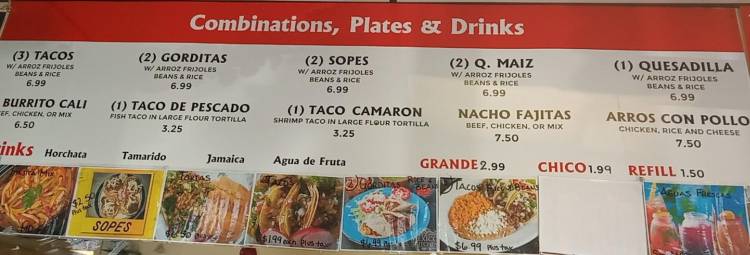 Page 1 of menu, Taqueria el Macho Conway, AR