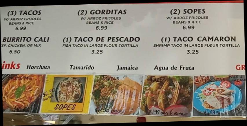 Page 1 of menu, Taqueria el Macho Conway, AR