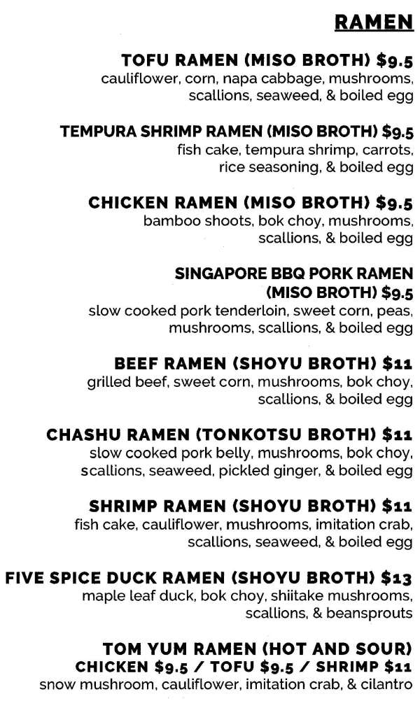 Page 2 of menu, Zen in Conway, AR
