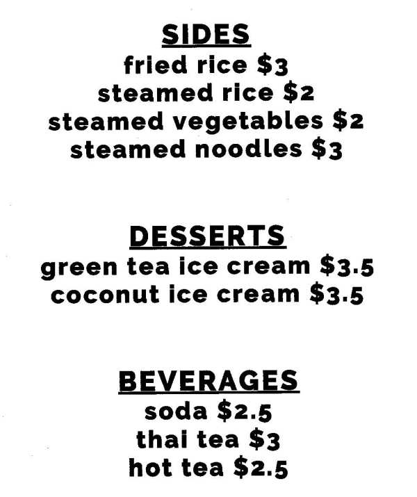 Page 3 of menu, Zen in Conway, AR